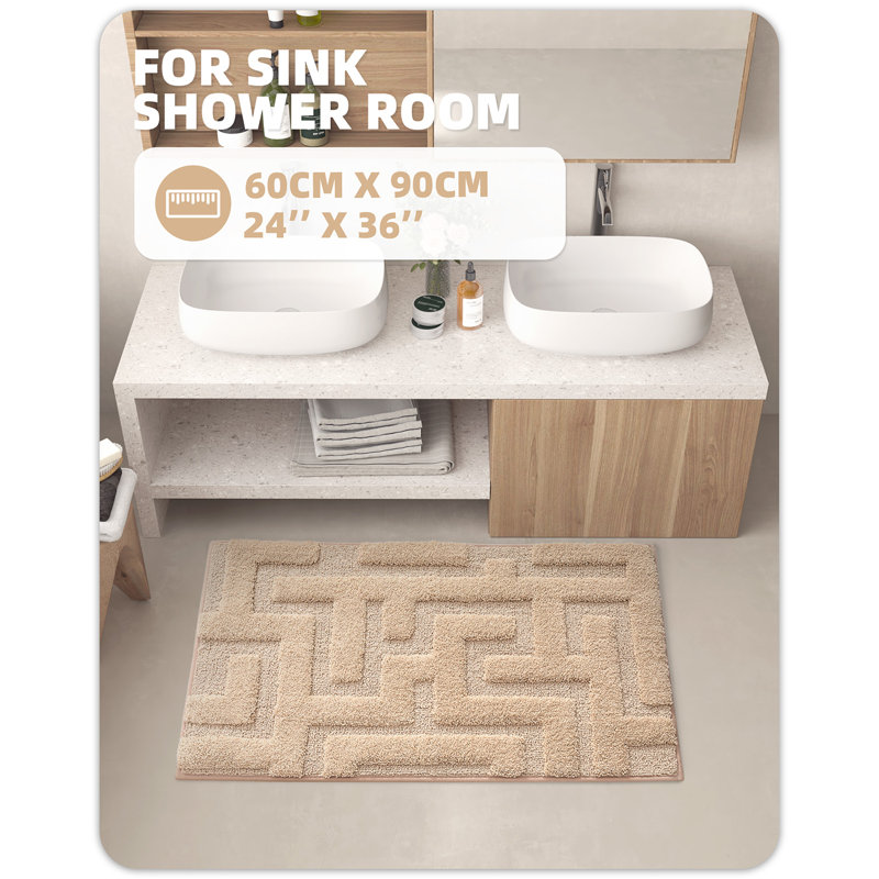 Tapis pour salle de bain Sighrik, L 24 po x l 36 po, Kaki