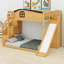 Lit superposé avec escalier de rangement, garde-robe intégrée, tablettes et glissade-1757934465