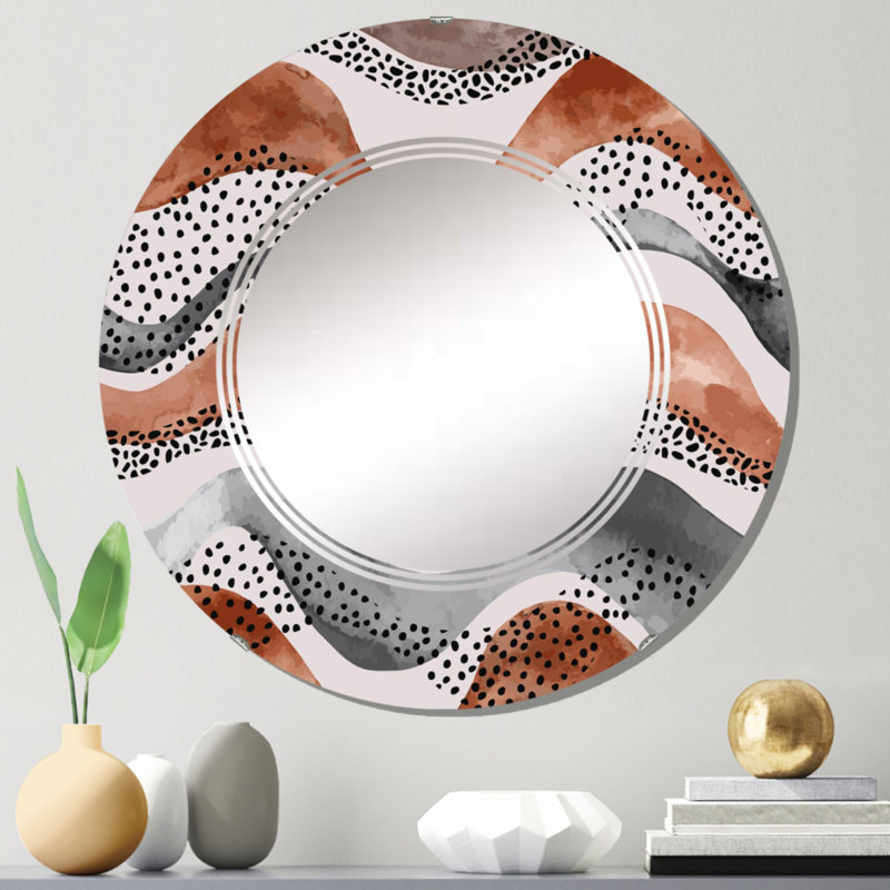 Motif ondulé de style géométrique naturel I - miroir mural moderne, 24 po x 24 po
