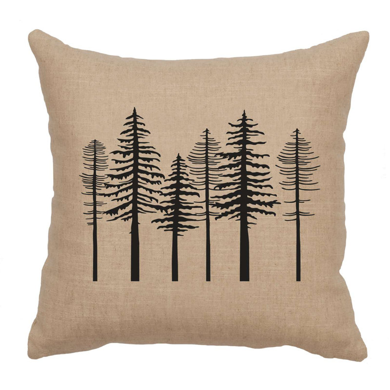 Coussin Wooded River Image - Arbres - Lin gris, Gris