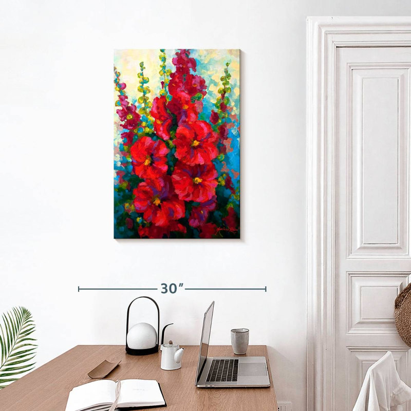 Harnek Red Hollyhocks, 30" H x 20" W