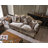 Haben Button Tufted Sofa with 5 Pillows in Light Green, Gold and Black High Gloss