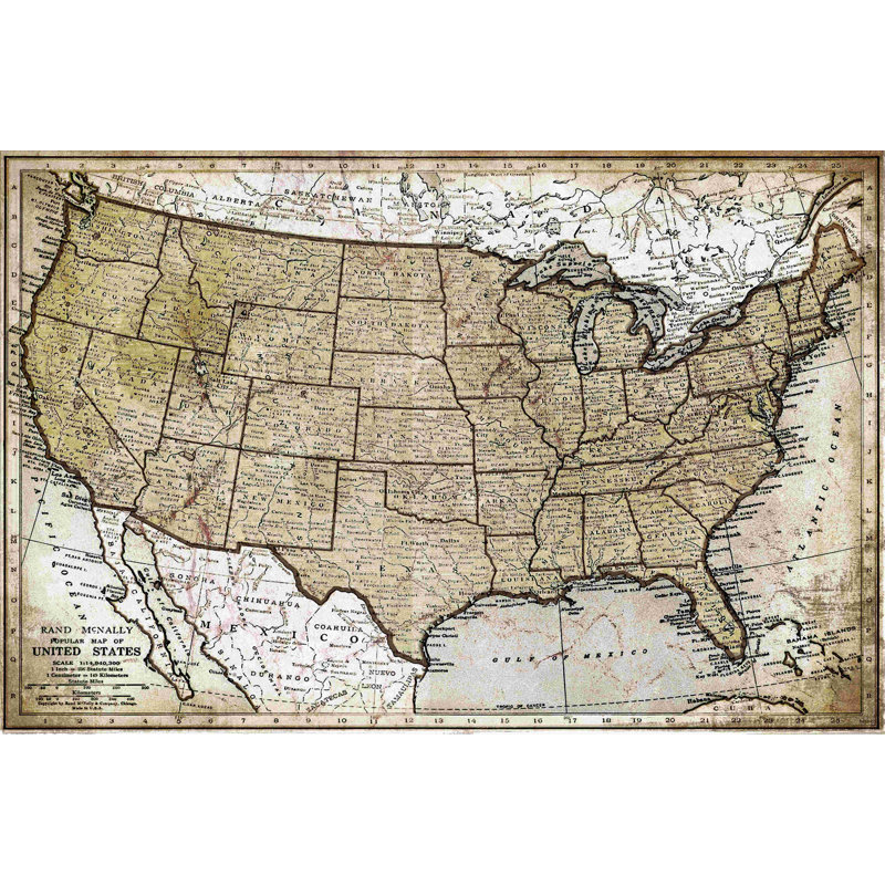 «Vintage School Us Map», reproduction sur toile tendue, H 20 po x l 30 po