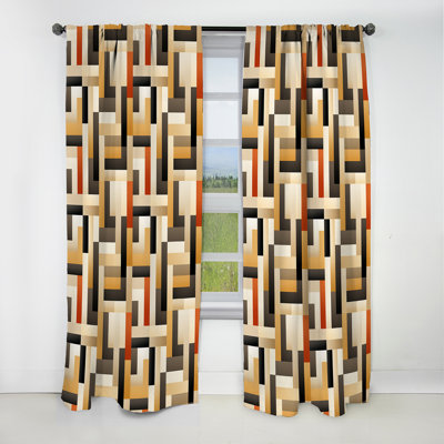 Geometric Harmony II - Stripped Curtain - Blackout Striped Curtain - 1 Panels