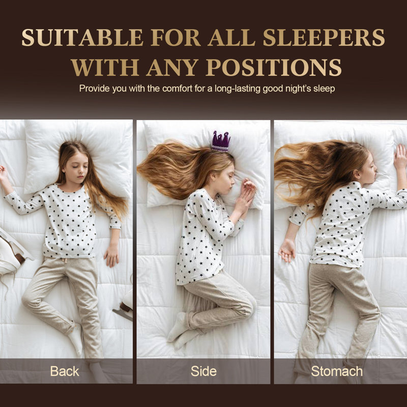 Down Alternative Bed Pillows with Plush Support Set of 2 Hotel Collection Pillows with Cotton Cover Gel-Filled Fiber Pillows