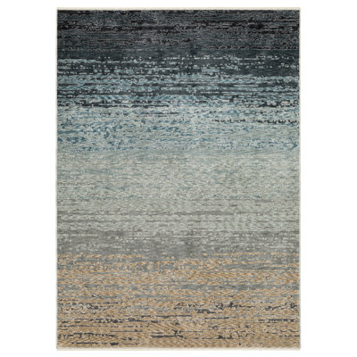 Ehlena Distressed Ombre Blue/ Beige Area Rug