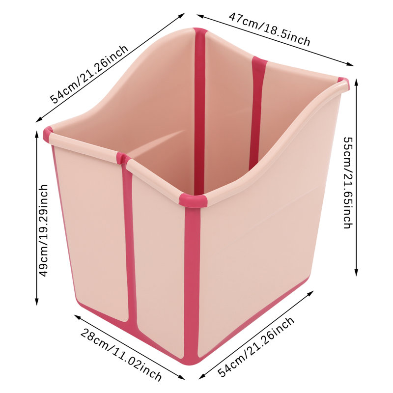 Foldable Bathtub, 21.65" H x 18.5" W x 21.26" D, Pink