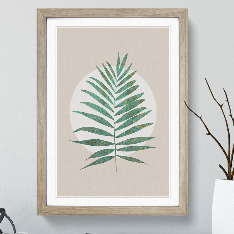 Botanical Fern - Picture Frame Graphic Art, Oak, 65cm H x 48cm W x 2cm D