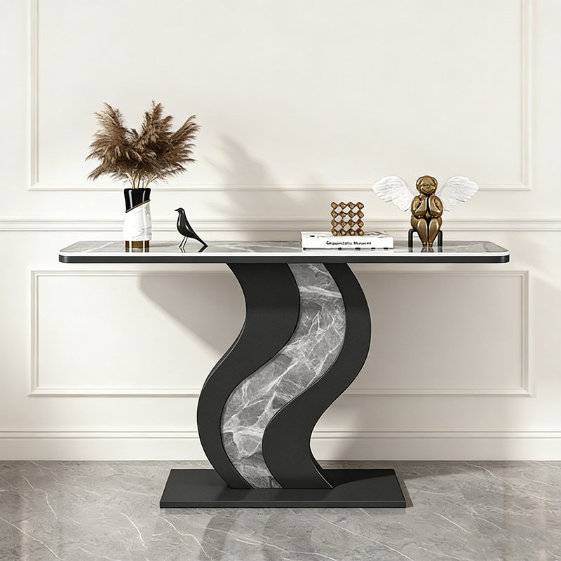 Console Modern Minimalist Art, H 31,5 po x l 39,37 po x P 11,81 po, Noir, Gris