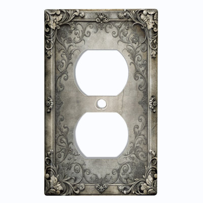 Couvercle de plaque d'interrupteur en métal; Bascule standard à 4 bandes US - image imprimée d'un cadre floral