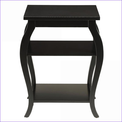 Table basse Teal à 2 tablettes avec pieds en cabriole - Rangement élégant pour les espaces de salon