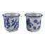 Contenants de rangement en grès cérame à motif floral et scénique traditionnel Glam Decor pour la maison ou le bureau, ensemble de 2 à 4 po - bleu et blanc