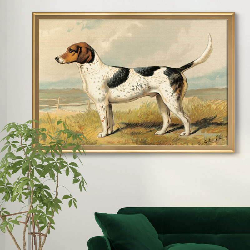 Fox Hound - cadre photo, reproduction d'art sur toile, H 22,5 po x l 30,5 po x P 1,5 po, Doré