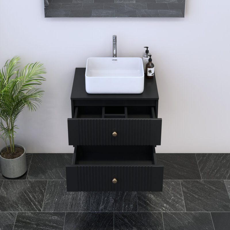 Meuble-lavabo noir 23,6 po Borneo, Noir