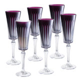 Colored Champagne Flute Glasses - Purple Toasting  Flute Glass - Set of 6 -  7 oz -Made in Europe