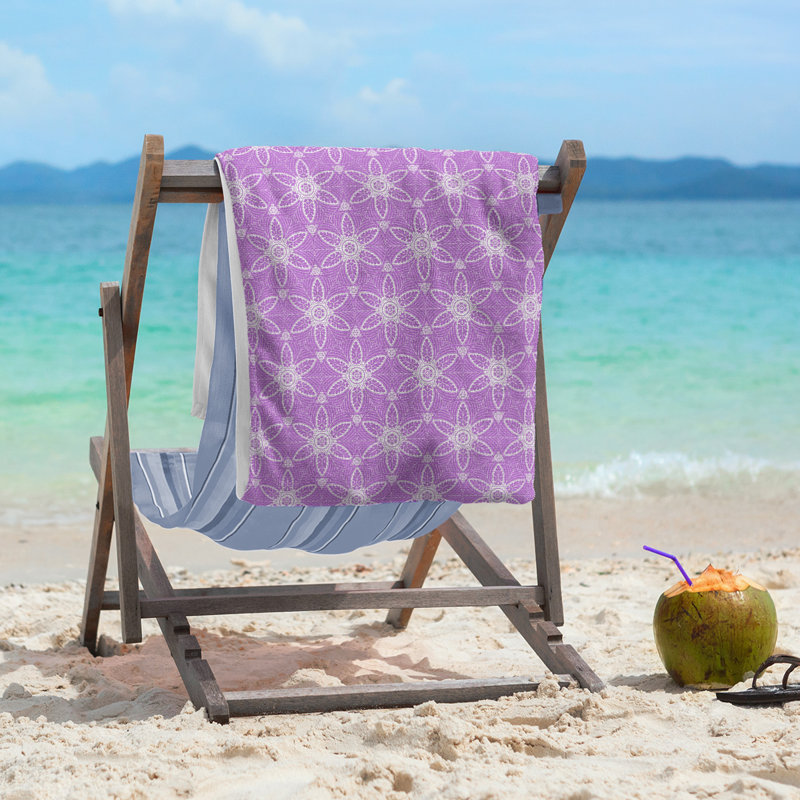 Katelyn Elizabeth Cotton Blend Beach Towel, Purple/White