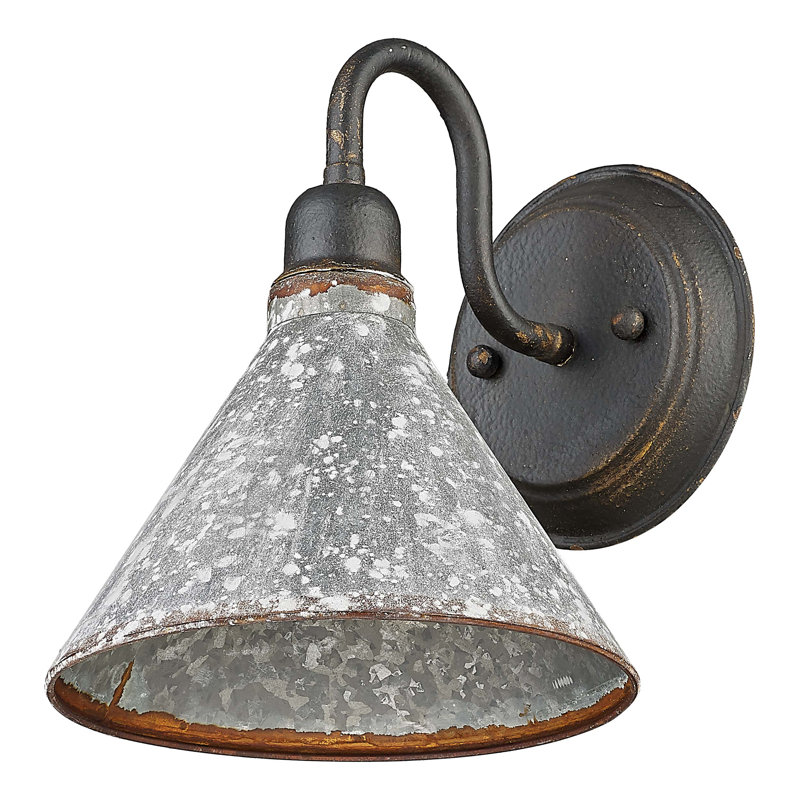Applique murale 1 lumière Duwana en fer noir antique avec acier galvanisé