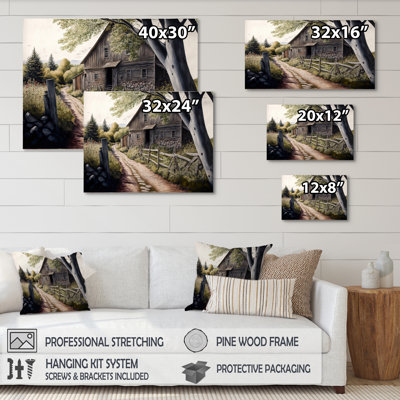 Yellow Barn In Spring III - Barn Landscape Wall Decor