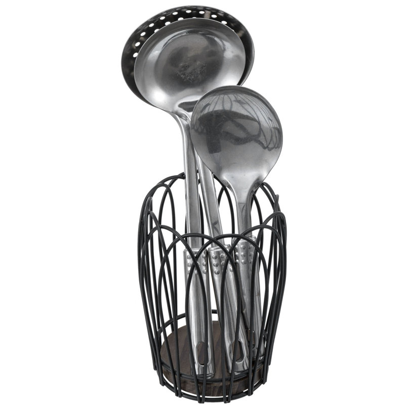 Metal Cylinder Utensil Crock