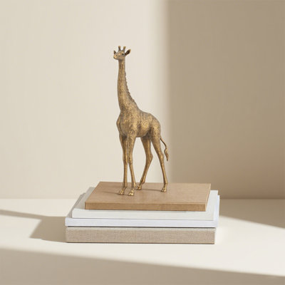 Decorative Bronze Giraffe Statue, Modern Resin Giraffe Statue for Tabletop, Shelf, or Office Decor