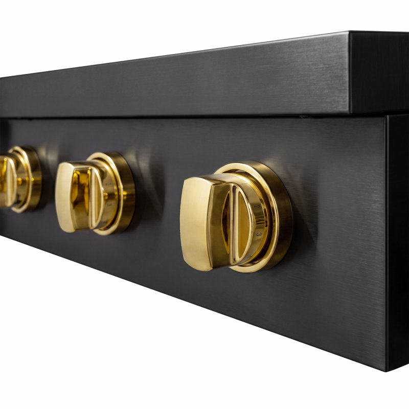 Dessus de table ZLINE Autograph 48 po. Induction en acier inoxydable et or poli, Black Stainless Steel; Polished Gold