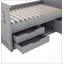 Structure de lit plateforme simple avec bibliothèques et tablettes de rangement, quatre tiroirs, gris-497355463