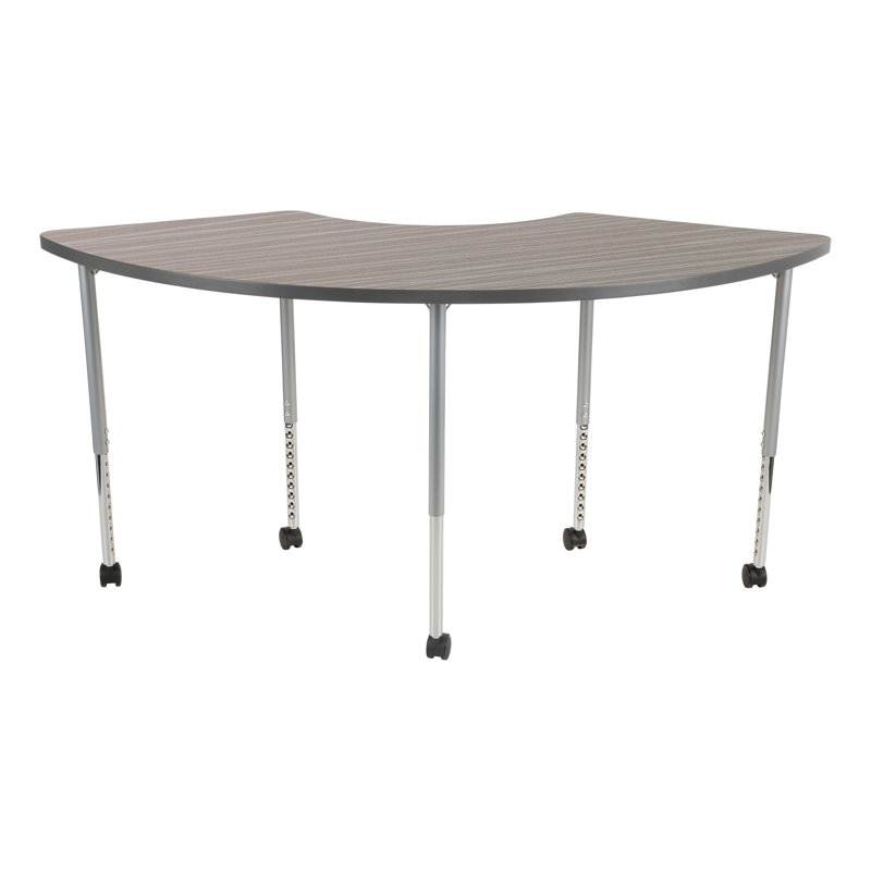 Structure Series 1/3 Round 65" x 30" Adjustable Height Mobile Collaborative Activity Table with Casters, Cosmic Strandz