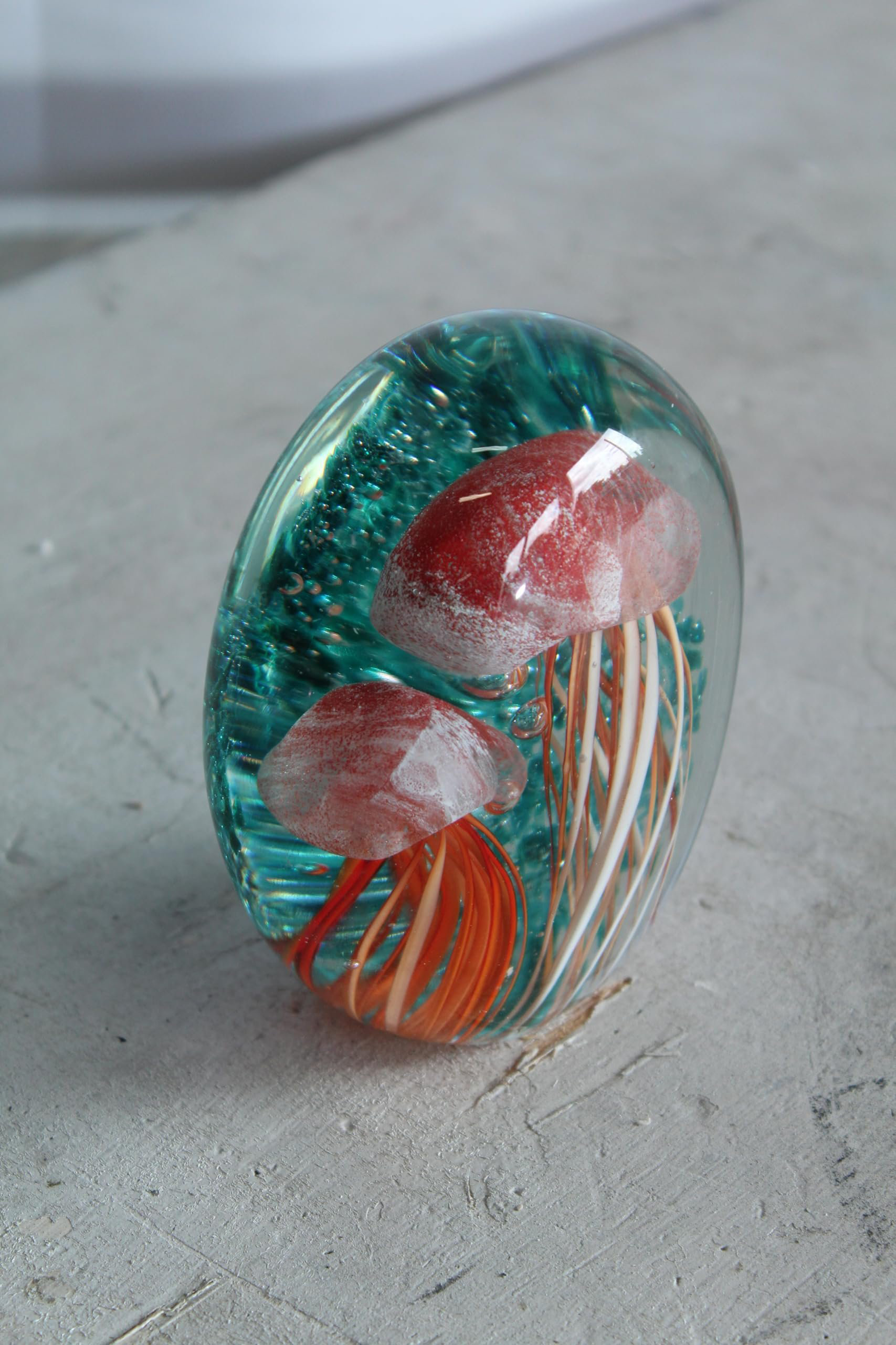 Red Barrel Studio® Glass Jellyfish Paperweight Glows in Dark Ocean Art ...