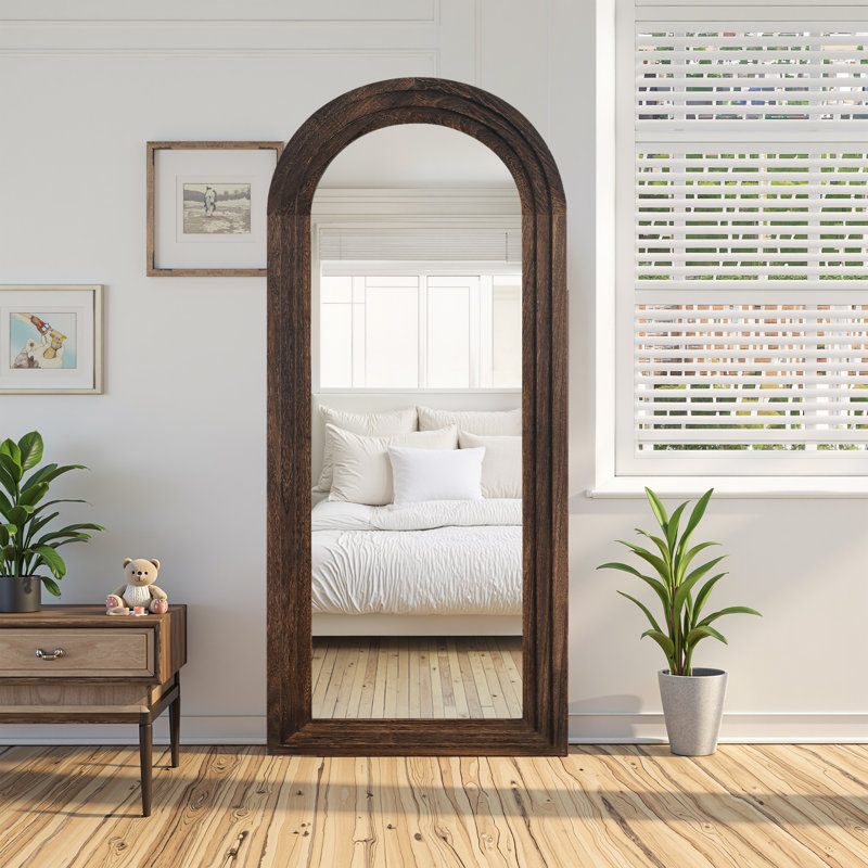 Miroir mural en bois massif 71 po H, Bois brun foncé, 71 po x 31 po
