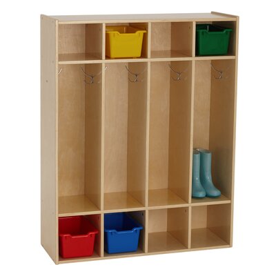 ECR4Kids Streamline 4-Section Coat Locker, Classroom Furniture, Natural -  ELR-17404