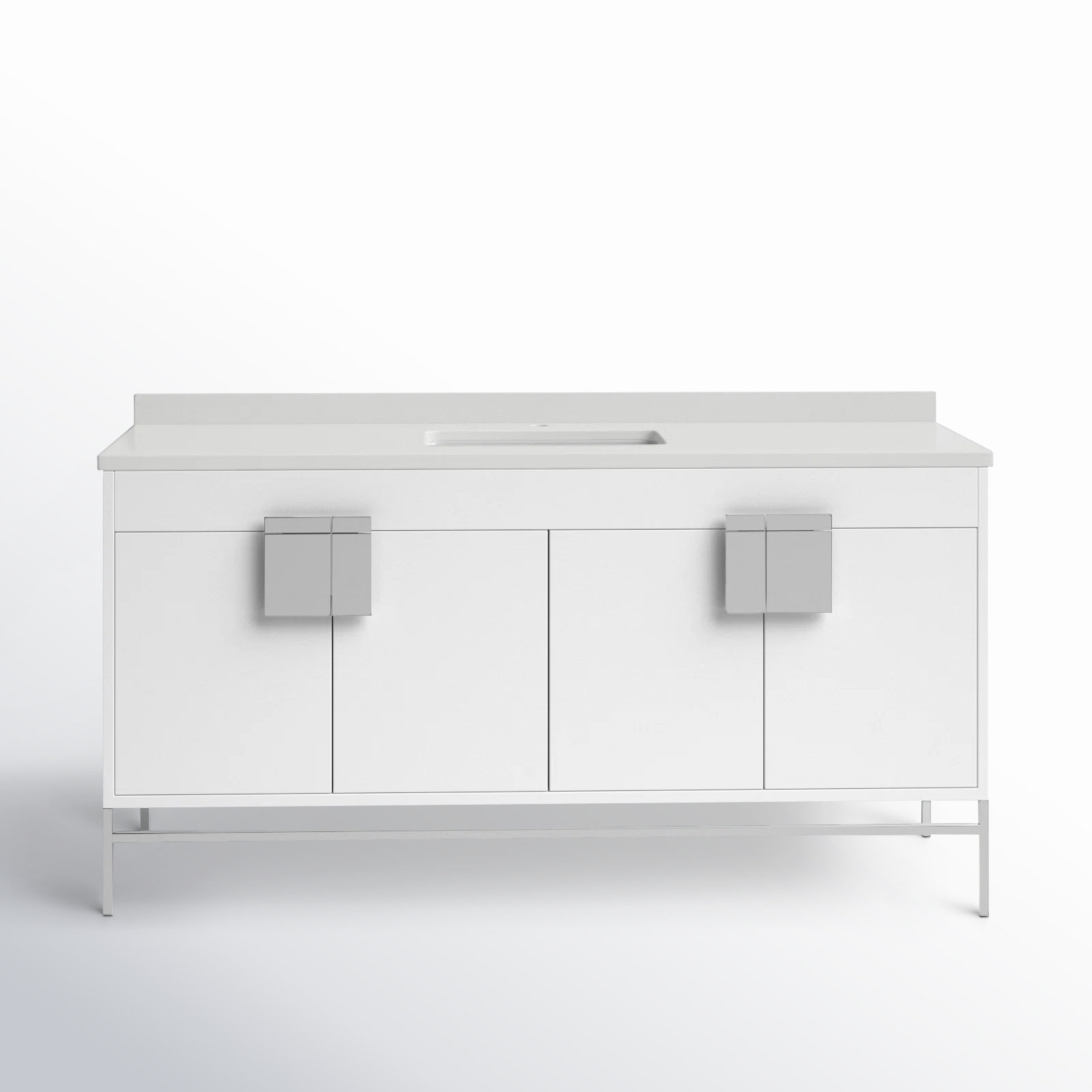 Maisie 60'' Single Bathroom Vanity, White, Black