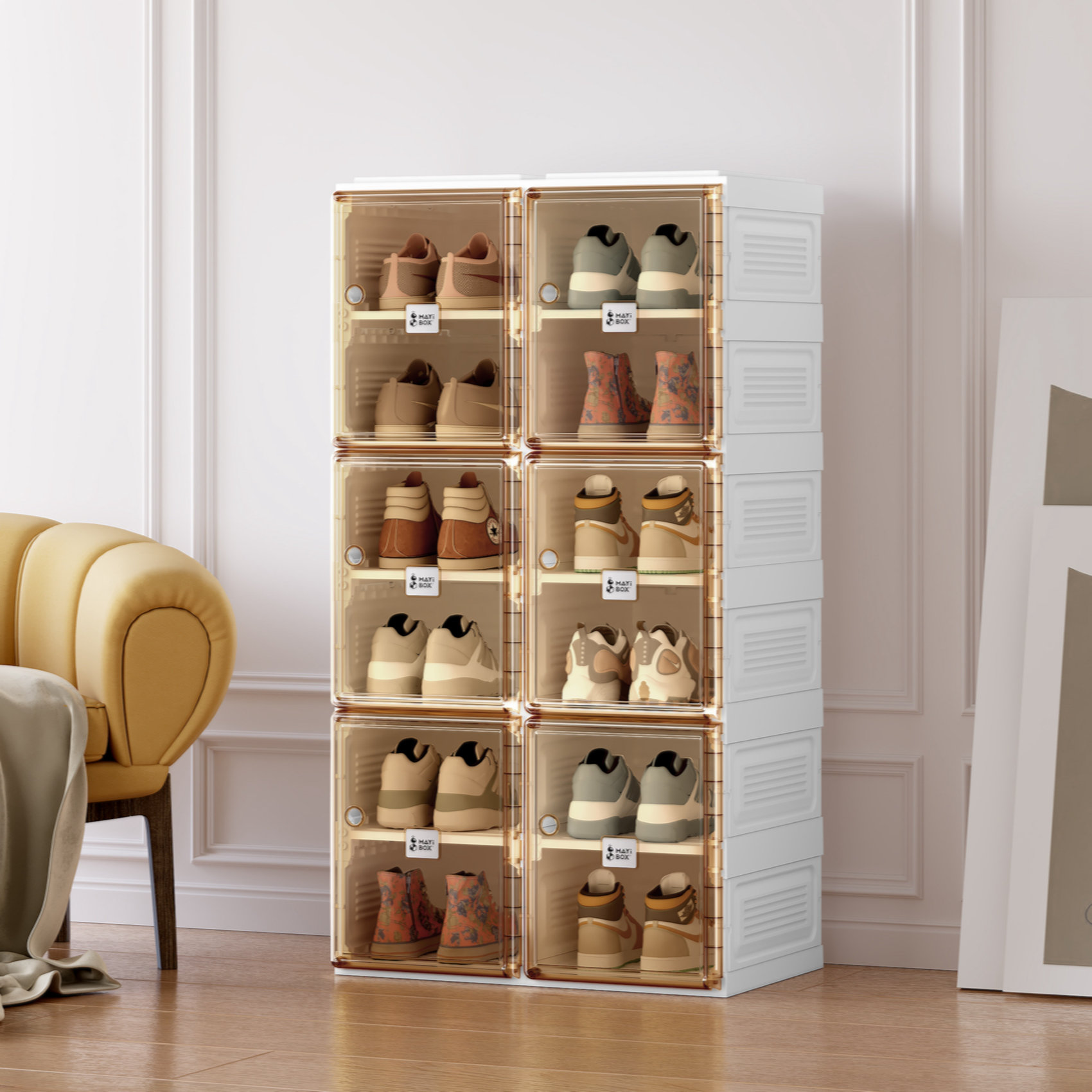 12 Pair Shoe Storage Cabinet Orren Ellis Finish: White