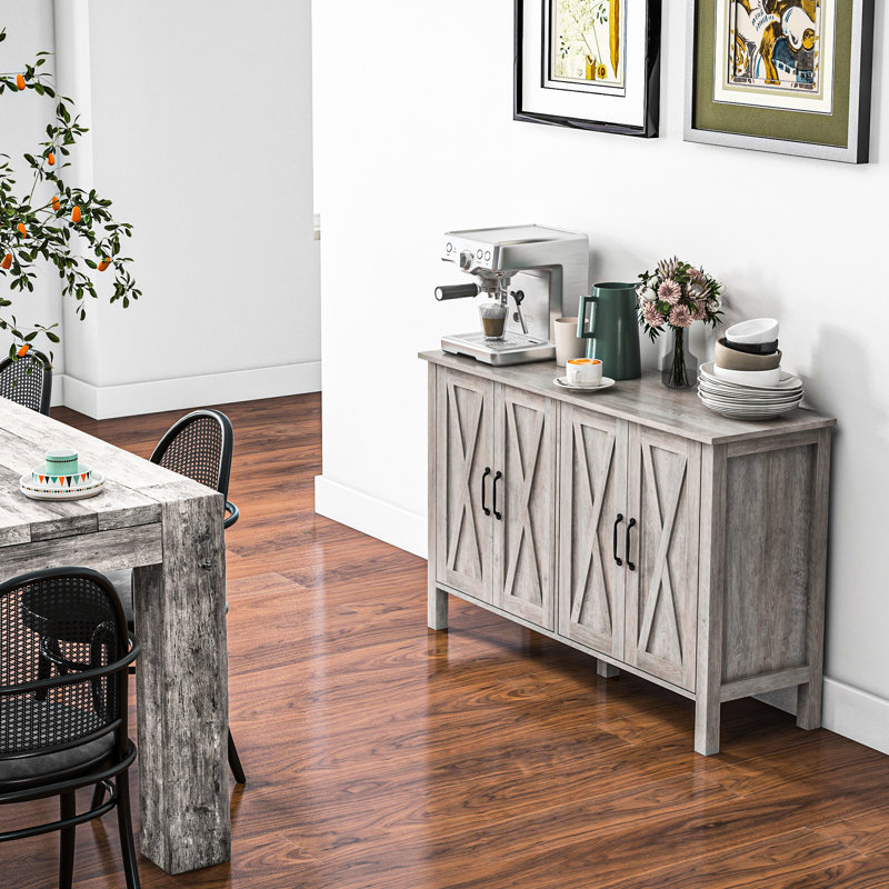 Farmhouse Buffet Sideboard Cabinet with Doors andAdjustable Shelves, Coffee Bar Storage Cabinet for Dining Room, 47.25"W