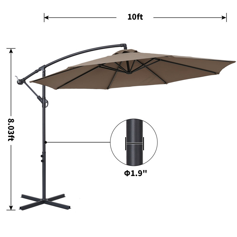 Parasol en porte-à-faux 10 pi Erbe, Taupe
