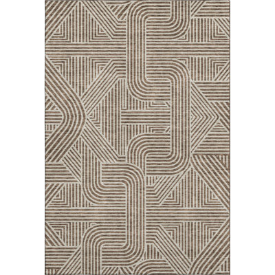 Premium Machine Washable Prisco Brown Rug