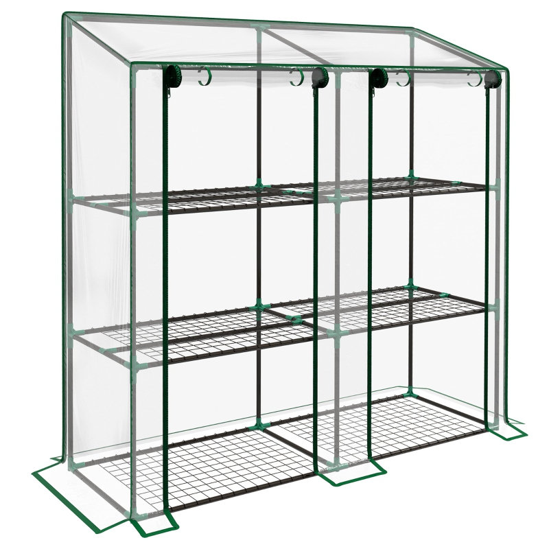Sylven Mini Lean-To Greenhouse With Six Shelves And Steel Frame