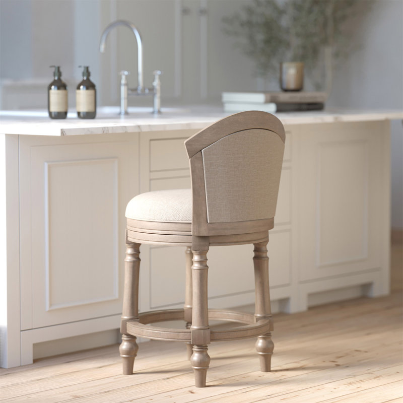 Tabouret de bar 26 po Emily, Gris, Beige, Tabouret de comptoir (assise à une hauteur de 26 