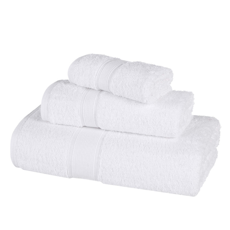 Ensemble de serviettes en coton biologique Lyndon, Blanc, Ensemble 3 pièces