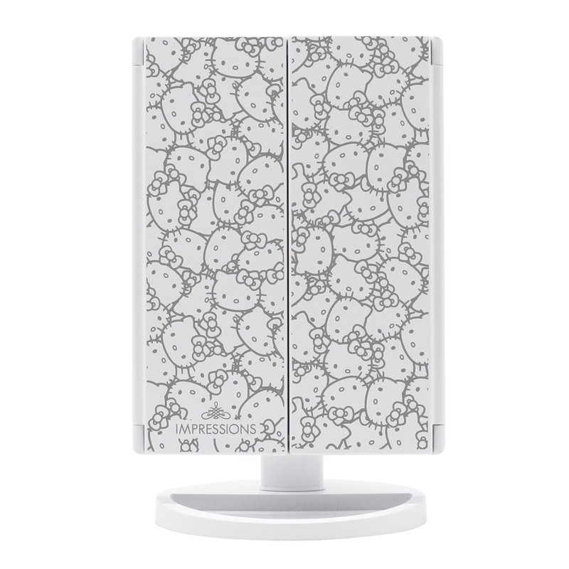 Miroir Hello Kitty avec lumières DEL, miroir de maquillage à trois volets avec capteur tactile, miroir grossissant