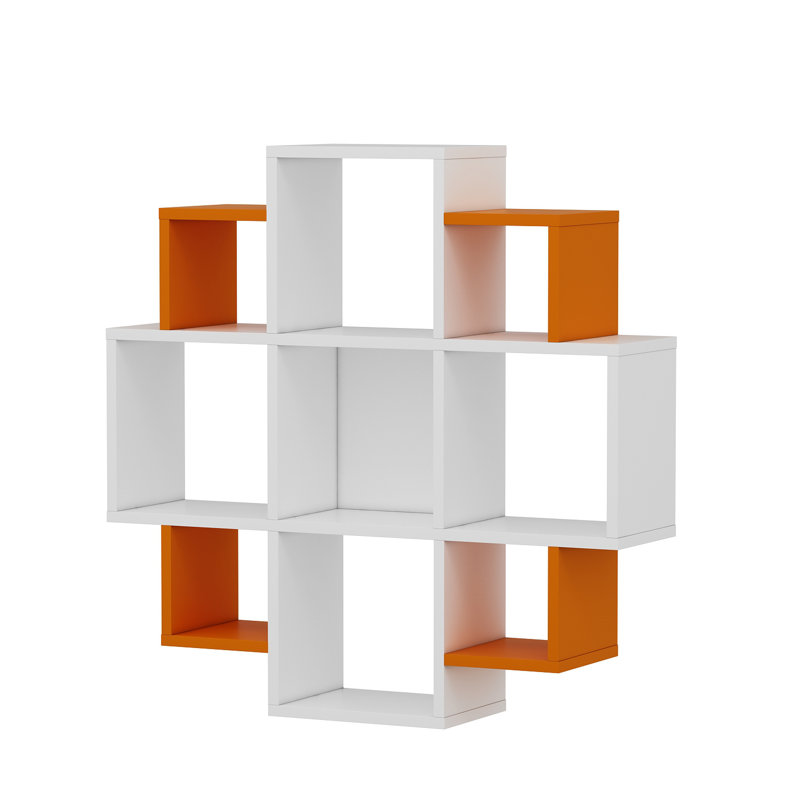 Zaria Cubby Shelf, White/Orange
