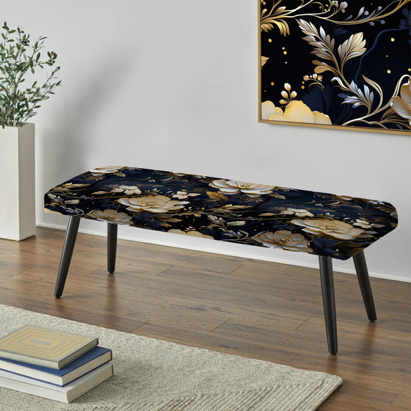 Banc noir rembourré damassé Moonlit Whispers Moody