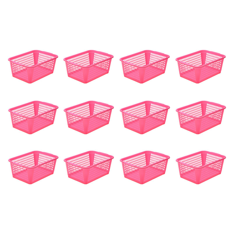 Panier de plastique, Rose, 12, 16 x 12 x 16