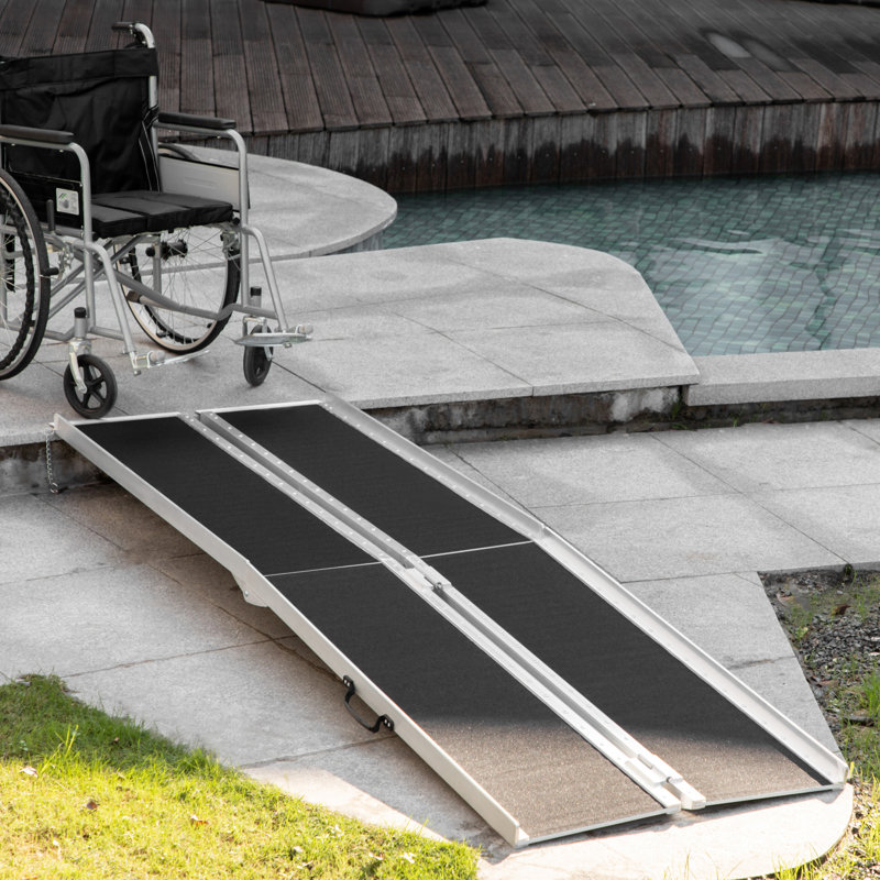 Rampe portative pour fauteuil roulant de 8 pi, rampe pliante en aluminium pour personnes à mobilité réduite, capacité de charge de 594 lb