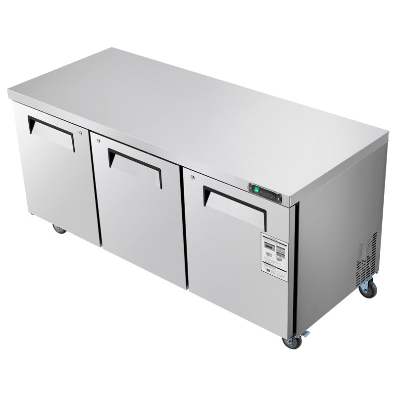 Commercial Freezer Prep Table Stainless Steel 72 inch Triple Door