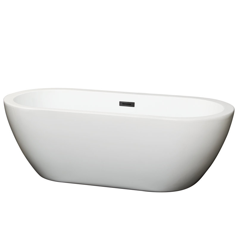 Soho 68 Inch White Acrylic Freestanding Bathtub with Matte Black Trim
