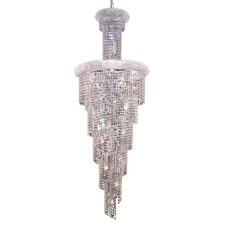 Lustre à niveaux unique et remarquable à 22 lumières Zonia, Chrome