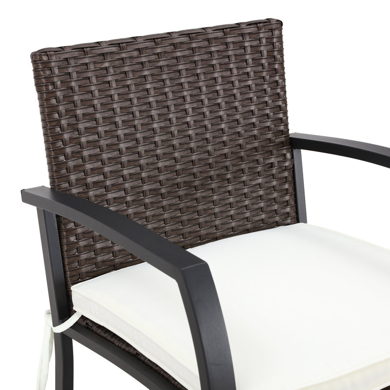 Polyethylene (PE) Wicker Outdoor 23.2'' Counter Stool with Cushion