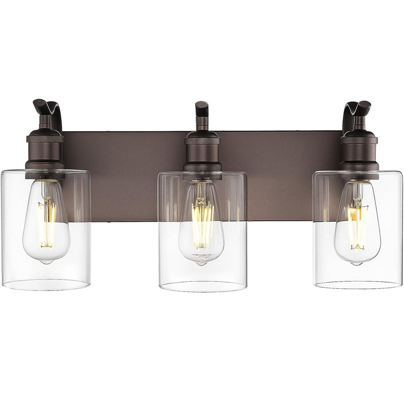 Éclairage pour meuble-lavabo 3 lumières, applique murale, lumière de salle de bain moderne avec verre transparent 3 lumières