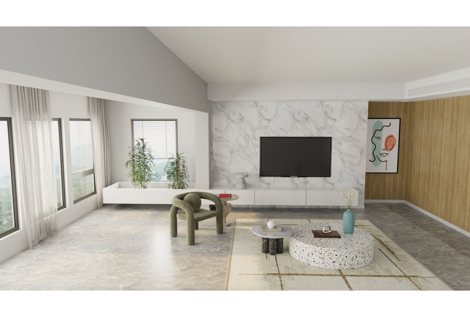 Timitra Modern Geometric Area Rug, Tan, Rectangle 5' x 8'
