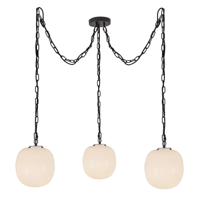 3 - Light Unique/Statement Pendant, Black, 87" H x 11.88" W x 11.88" D